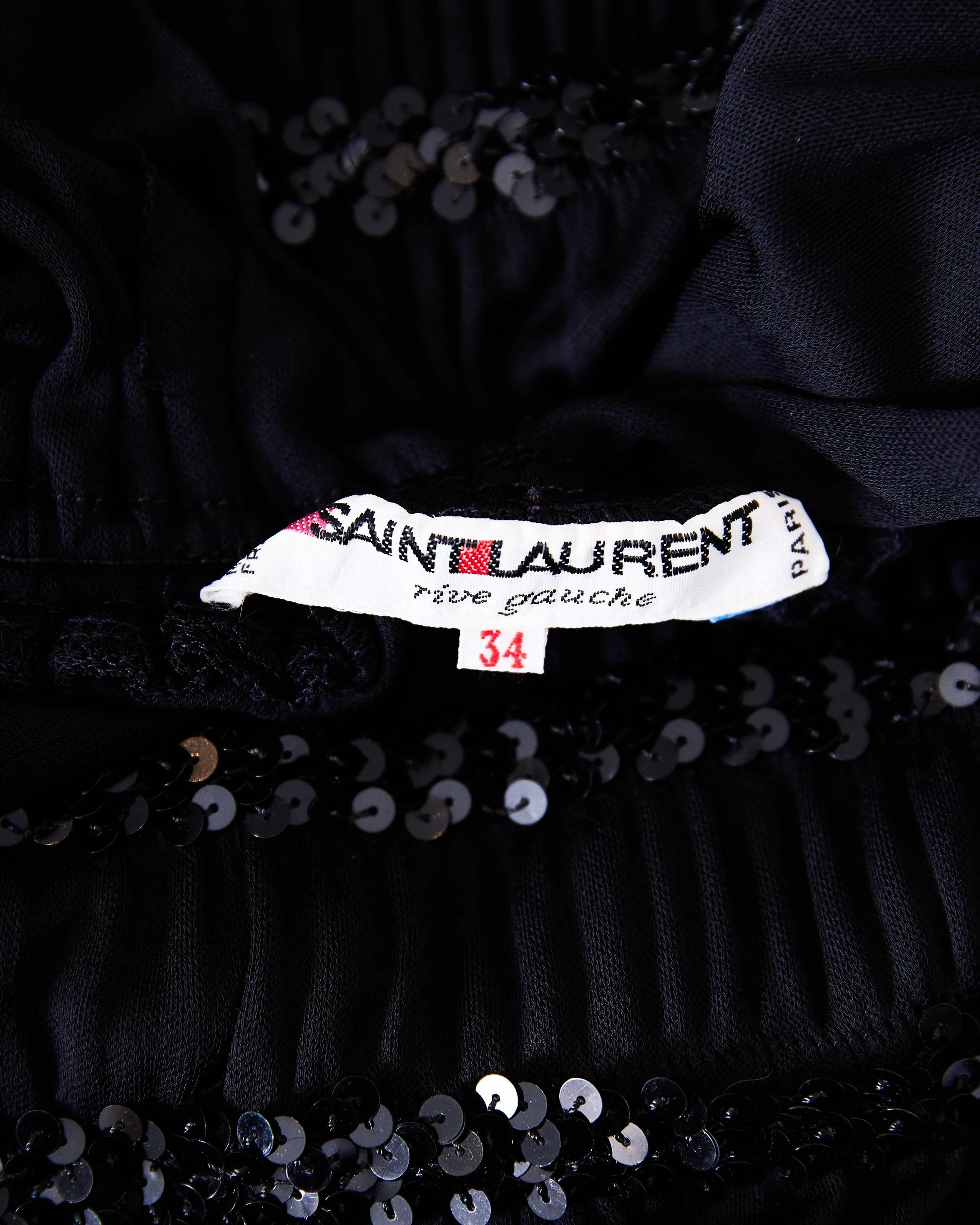 1983 Yves Saint Laurent Rive Gauche Black Jersey Sequin Dress 2