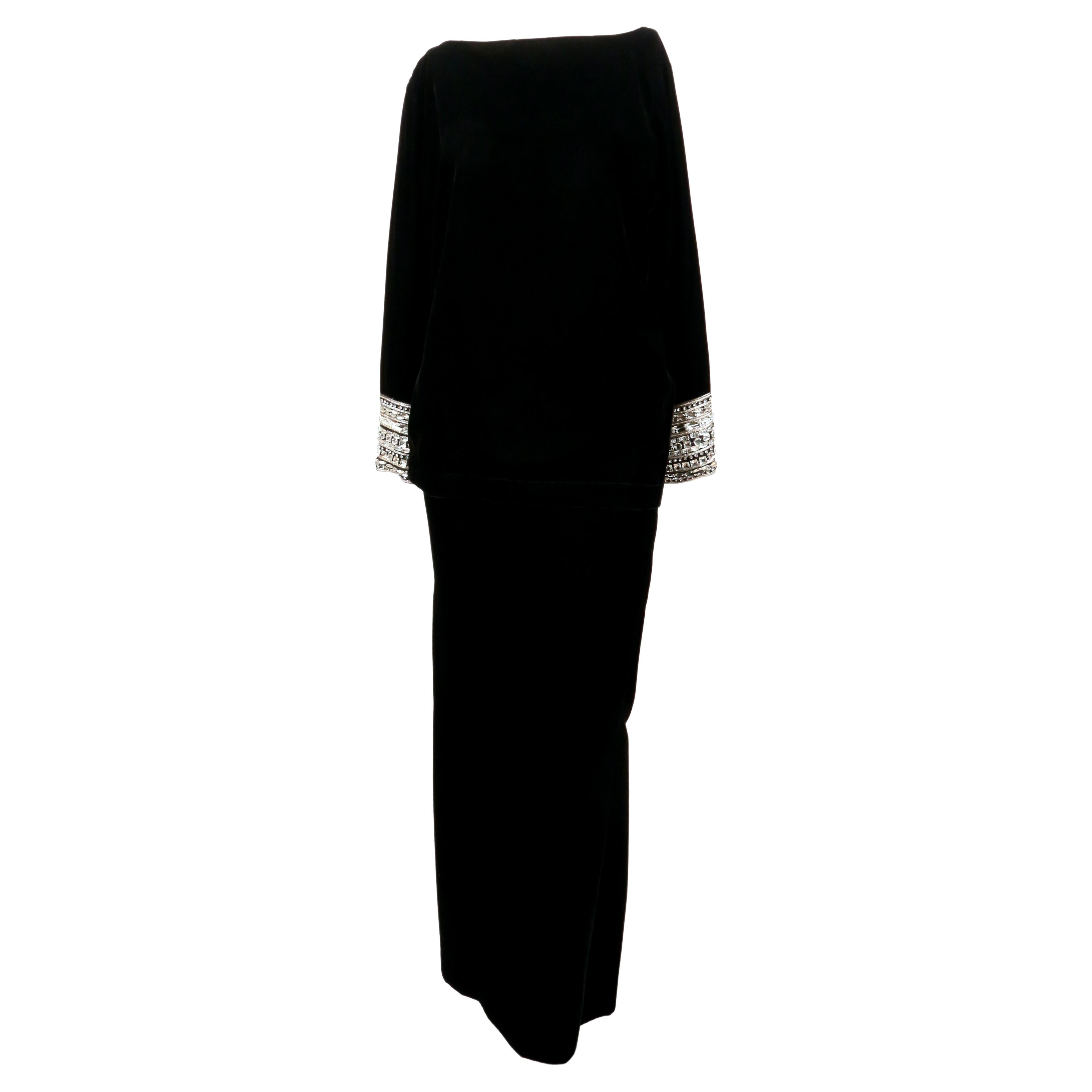 1983 YVES SAINT LAURENT velvet RUNWAY tunic with crystals and long skirt In Good Condition In San Fransisco, CA