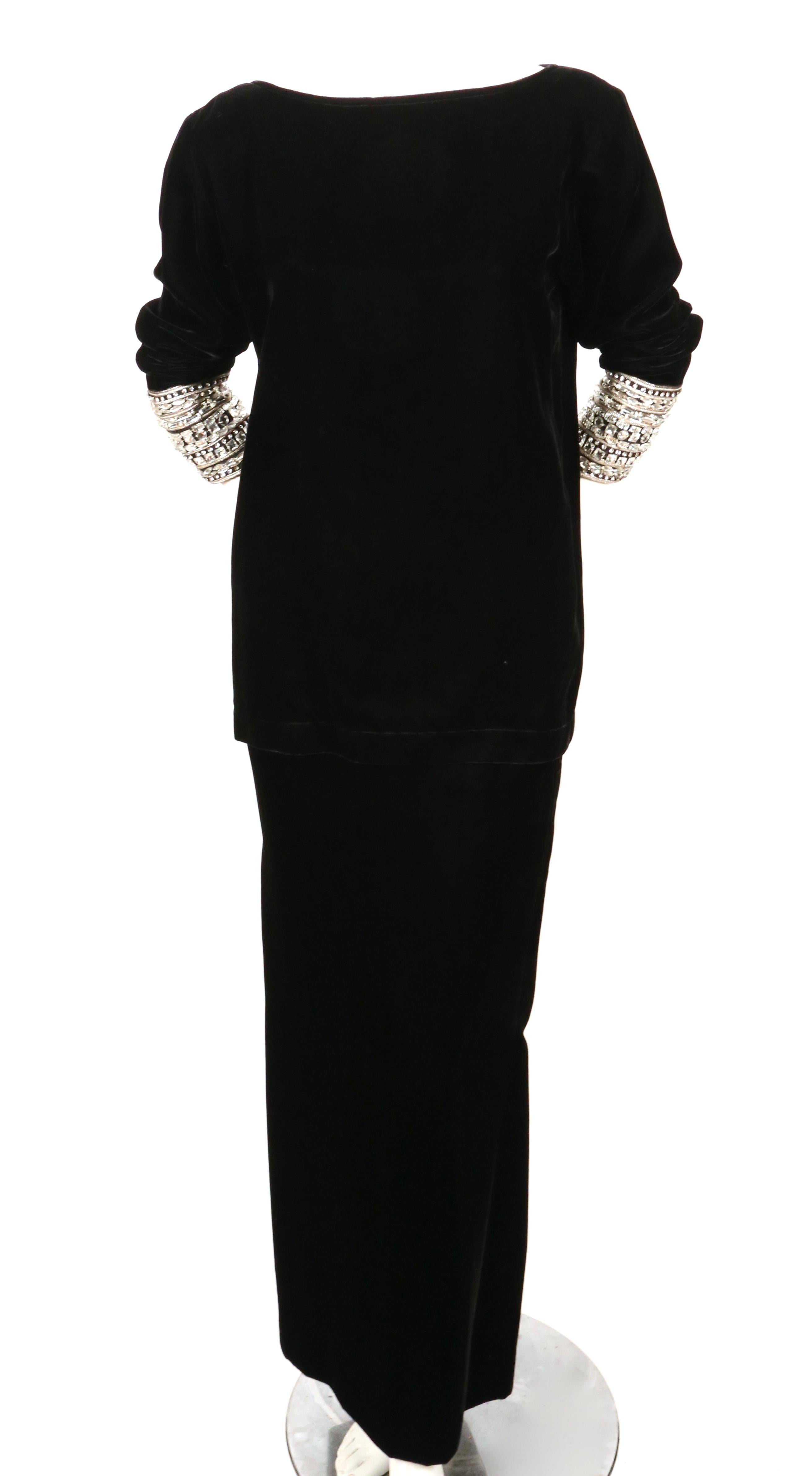 Women's or Men's 1983 YVES SAINT LAURENT velvet RUNWAY tunic with crystals and long skirt