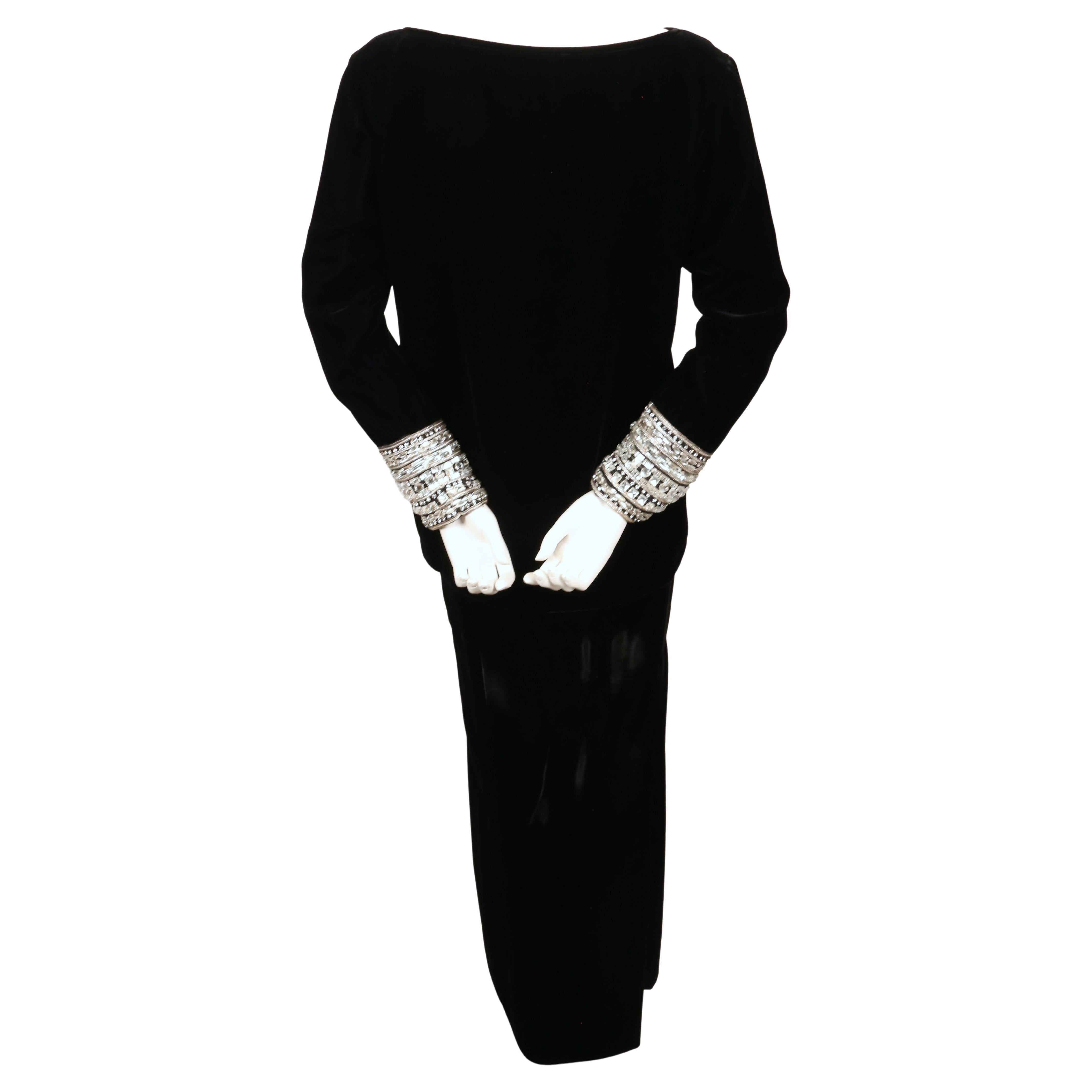 1983 YVES SAINT LAURENT velvet RUNWAY tunic with crystals and long skirt 2