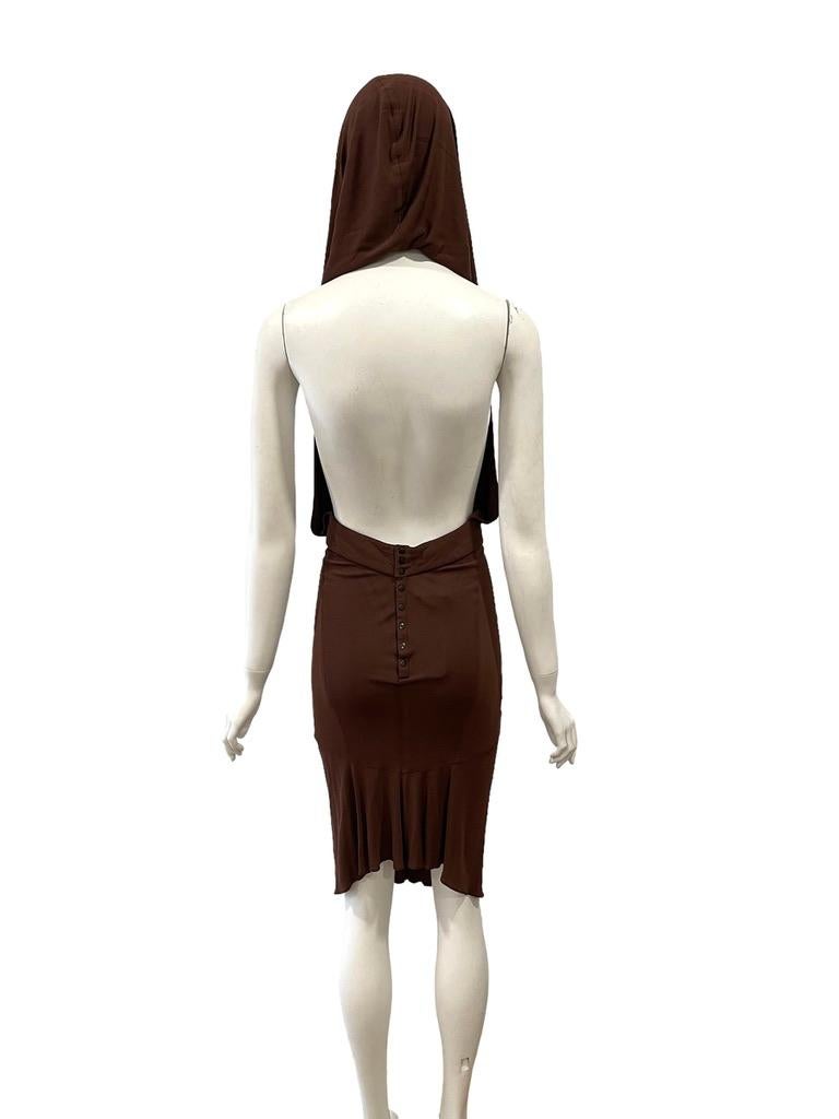 1984 Vestido con capucha ALAIA Marrón en venta