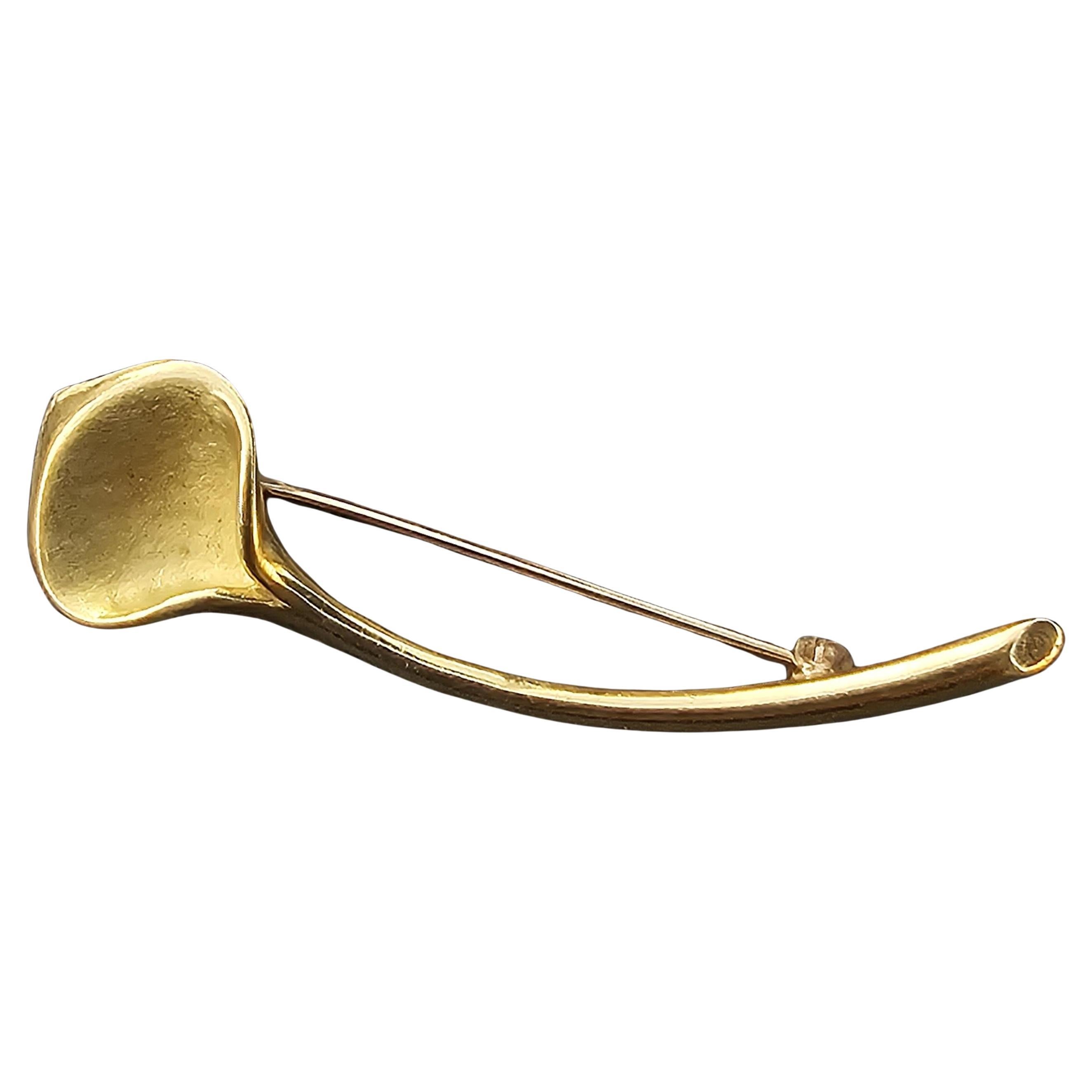 1984 Angela Cummings 18k Yellow Gold Brooch Pin Calla Lily 9g 2.25"