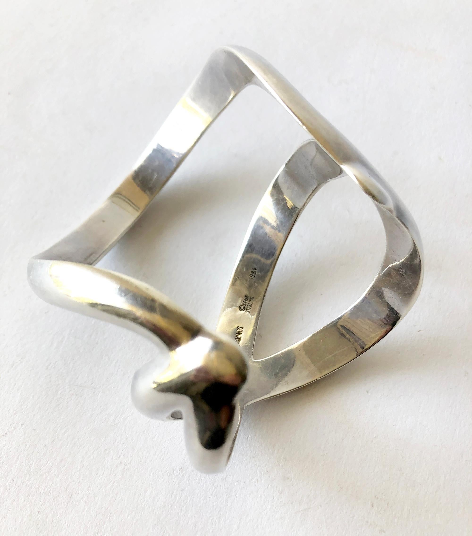 1984 Angela Cummings Laced Sterling Silver Wide Cuff Bracelet In Good Condition In Palm Springs, CA