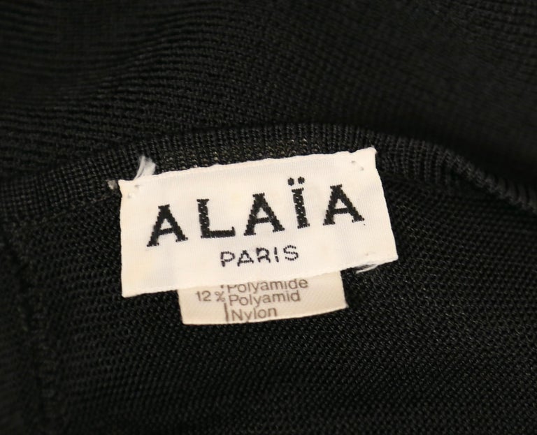 1984 AZZEDINE ALAIA black knit dress with wide elastic waistband For Sale 6