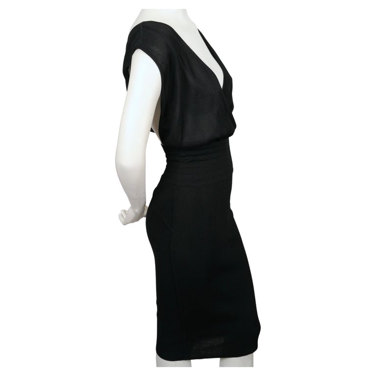 Women's or Men's 1984 AZZEDINE ALAIA black knit dress with wide elastic waistband For Sale