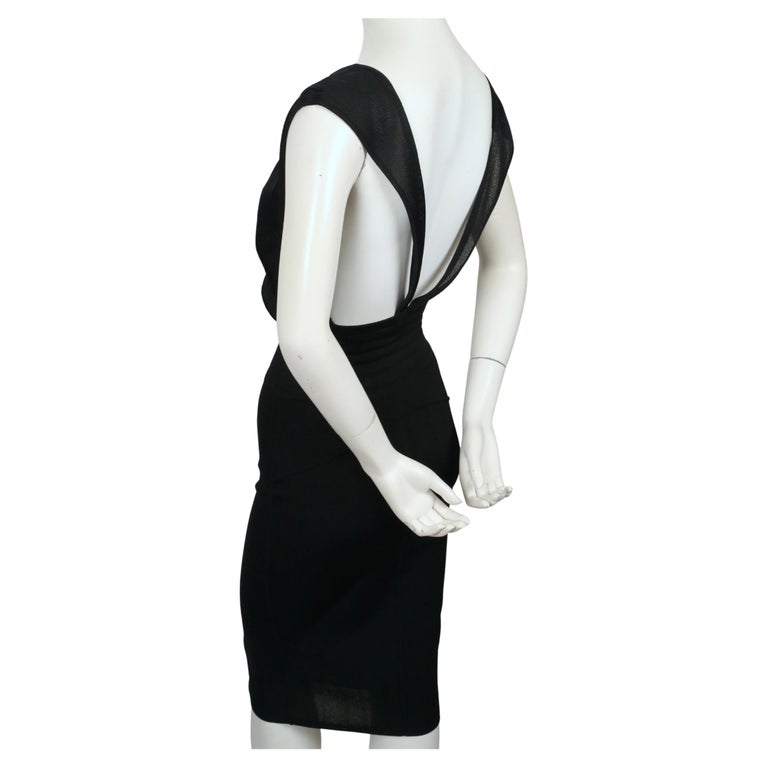 1984 AZZEDINE ALAIA black knit dress with wide elastic waistband For Sale 3