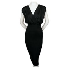 1984 AZZEDINE ALAIA black knit runway dress with wide elastic waistband