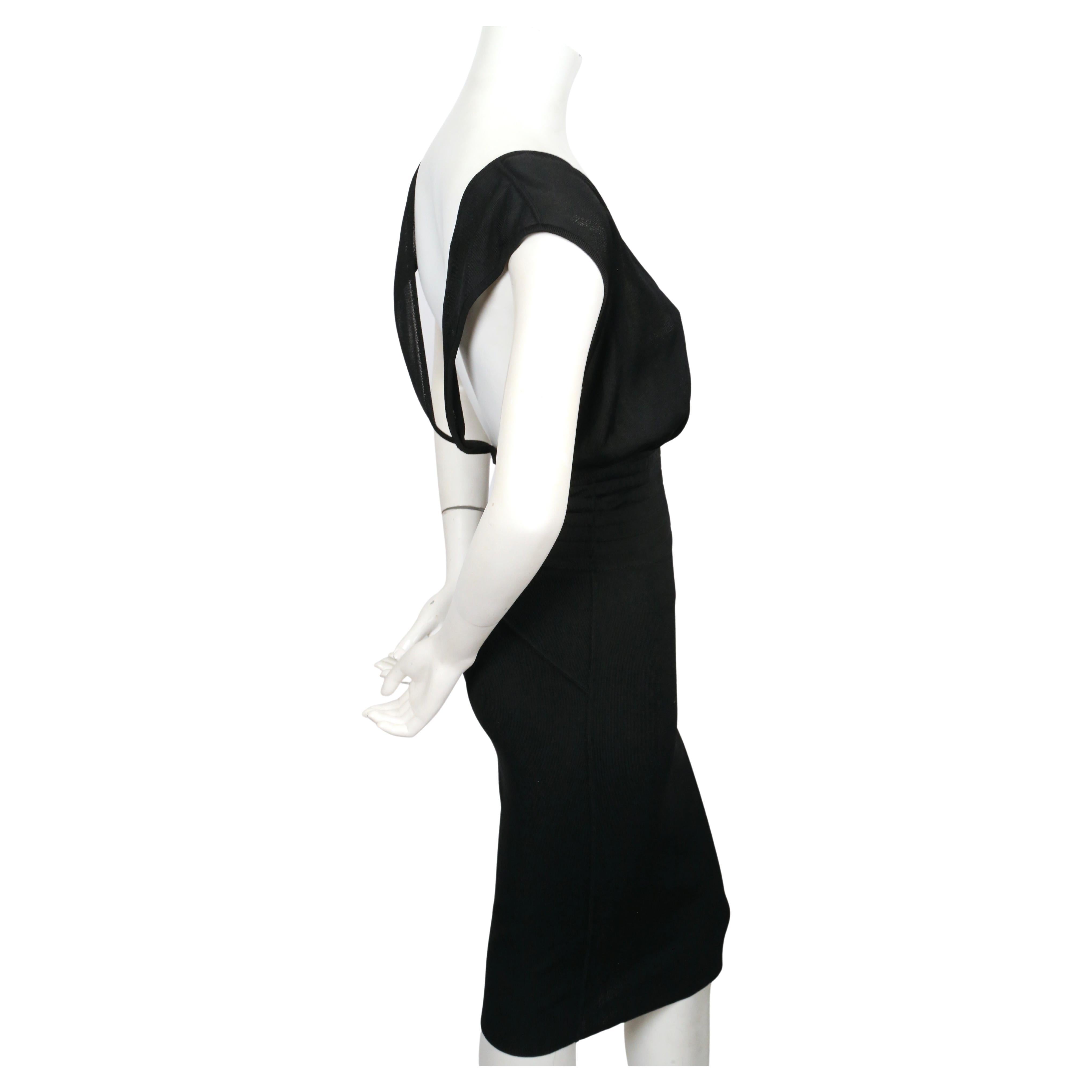 1984 AZZEDINE ALAIA black knit dress with wide elastic waistband In Good Condition For Sale In San Fransisco, CA