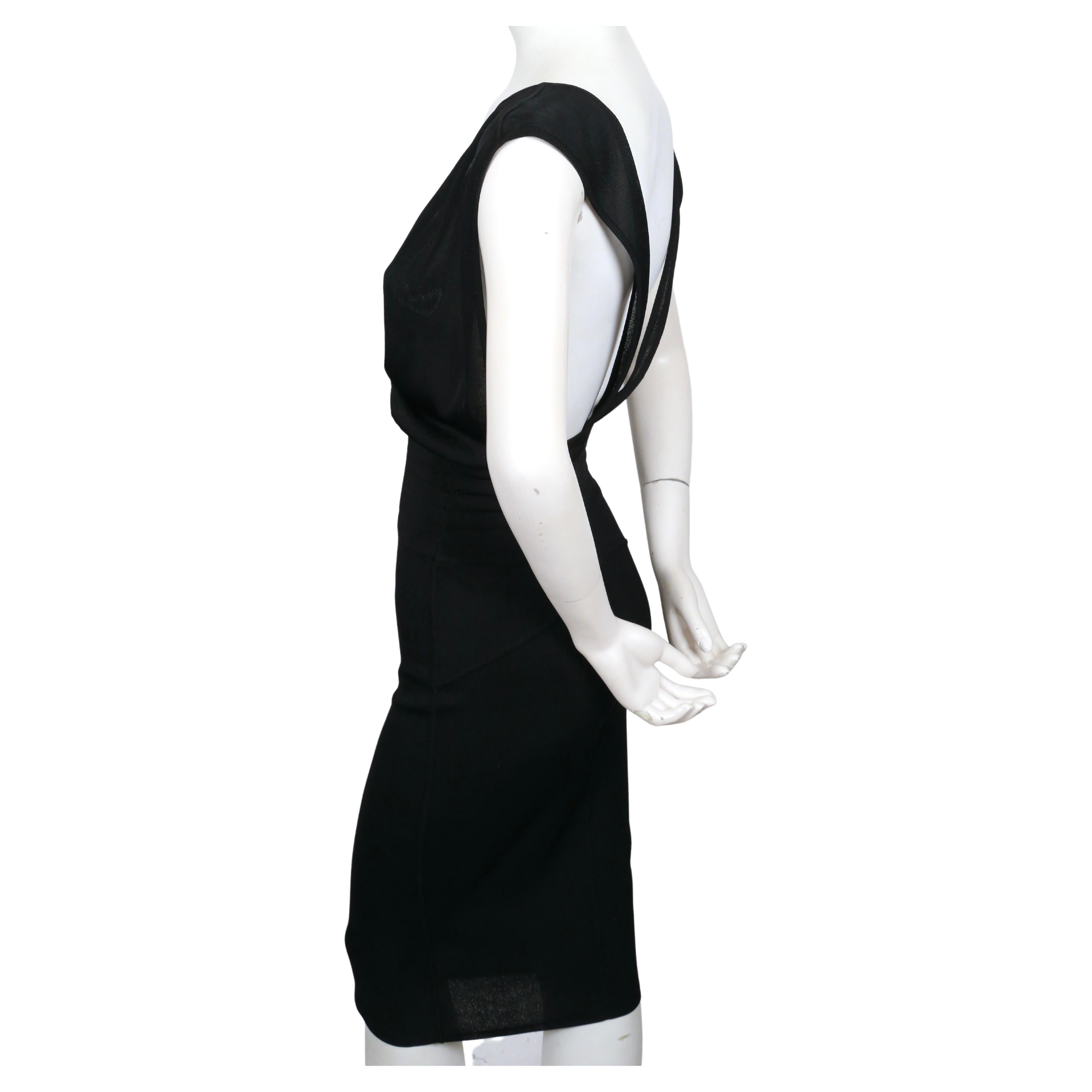 1984 AZZEDINE ALAIA robe en maille noire avec large ceinture élastique en vente 2