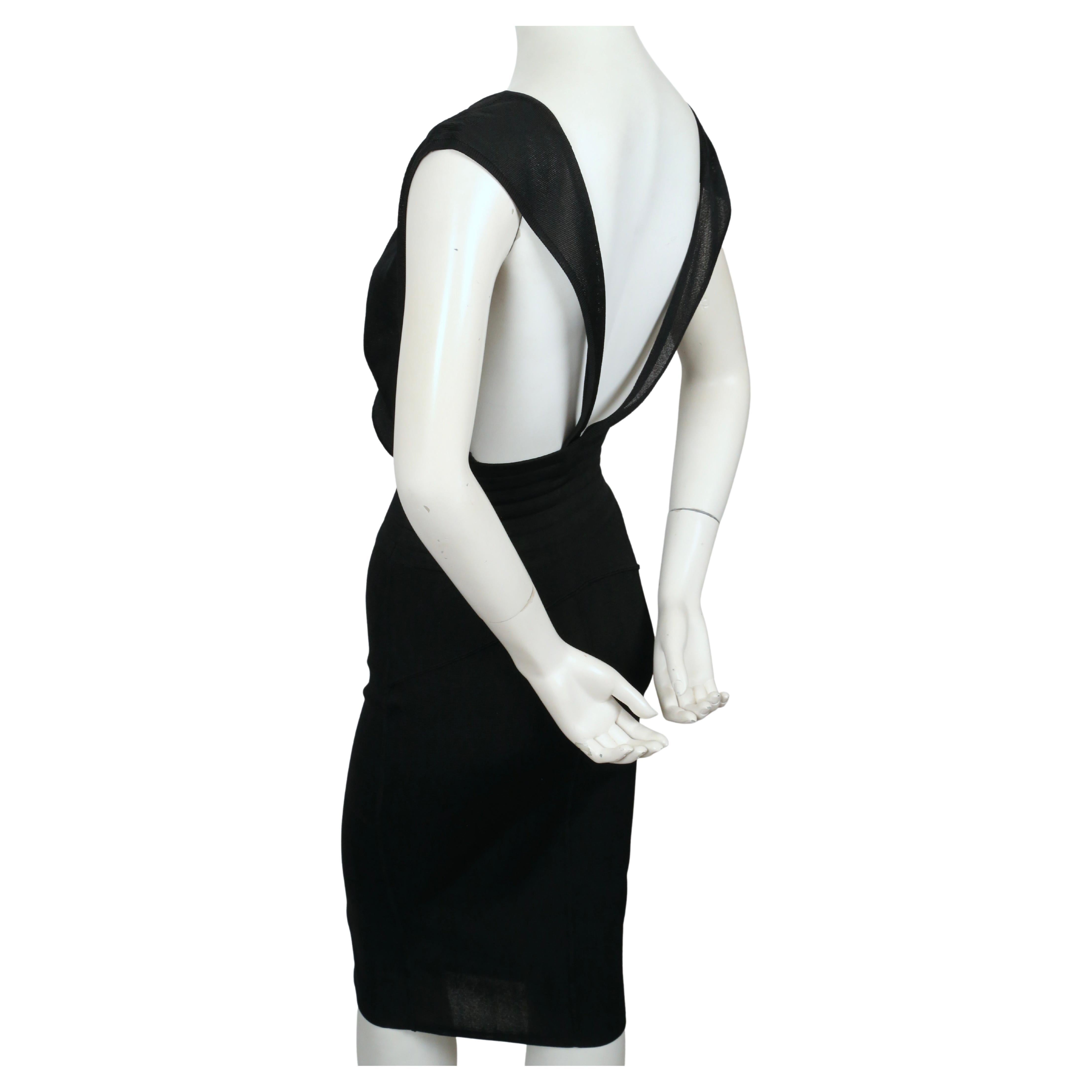 1984 AZZEDINE ALAIA robe en maille noire avec large ceinture élastique en vente 3