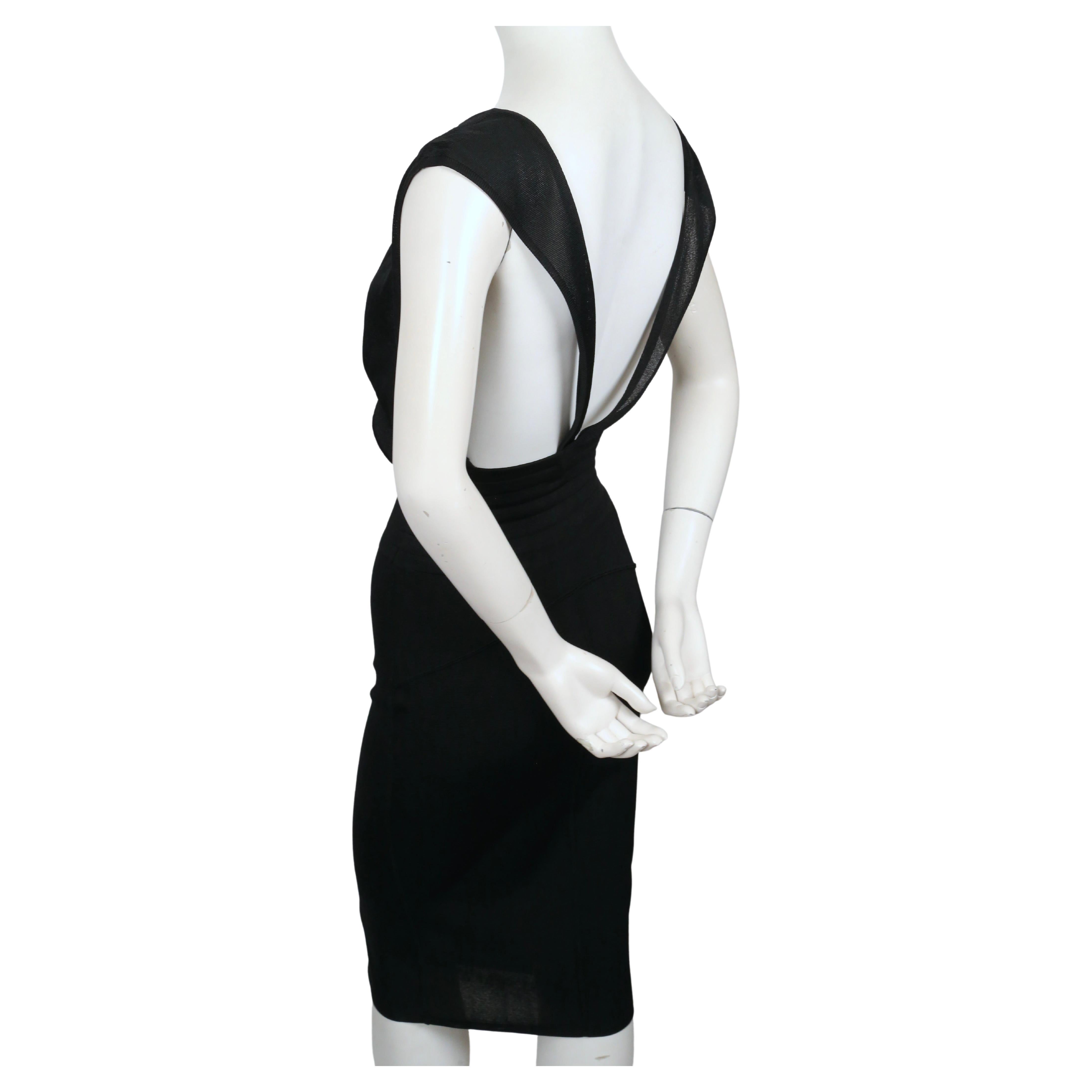 1984 AZZEDINE ALAIA black knit dress with wide elastic waistband For Sale 4