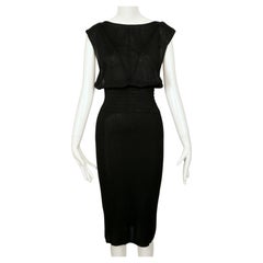 1984 AZZEDINE ALAIA black knit RUNWAY dress with wide elastic waistband