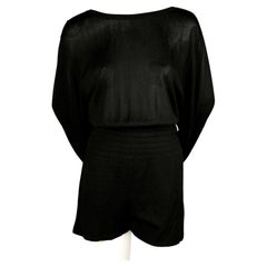 1984 AZZEDINE ALAIA jet black summer playsuit with draped skirt