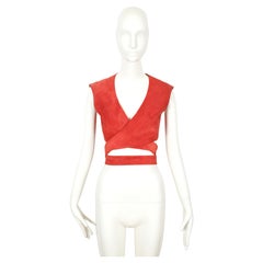1983 AZZEDINE ALAIA suede wrap RUNWAY top