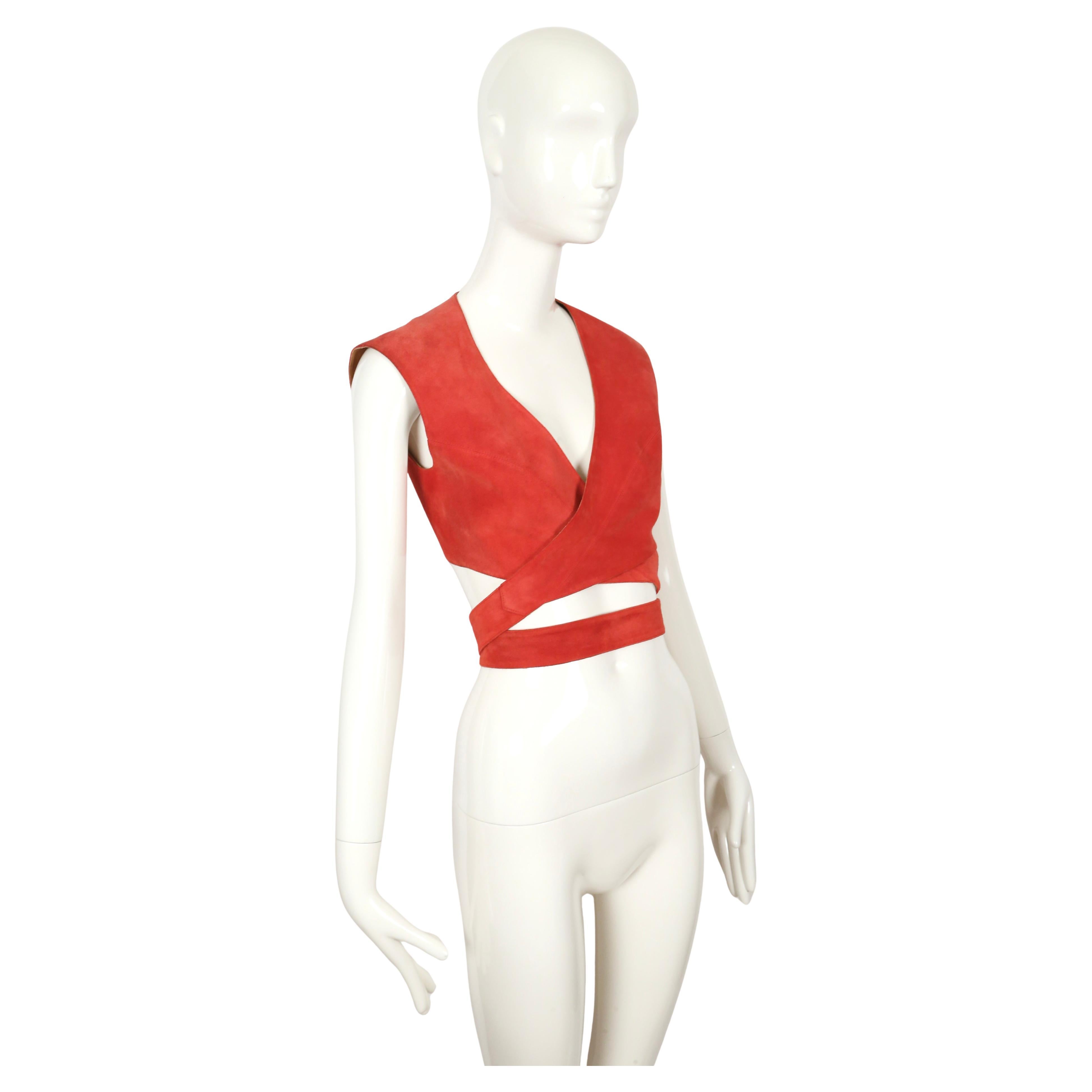 Women's or Men's 1983 AZZEDINE ALAIA suede wrap RUNWAY top For Sale