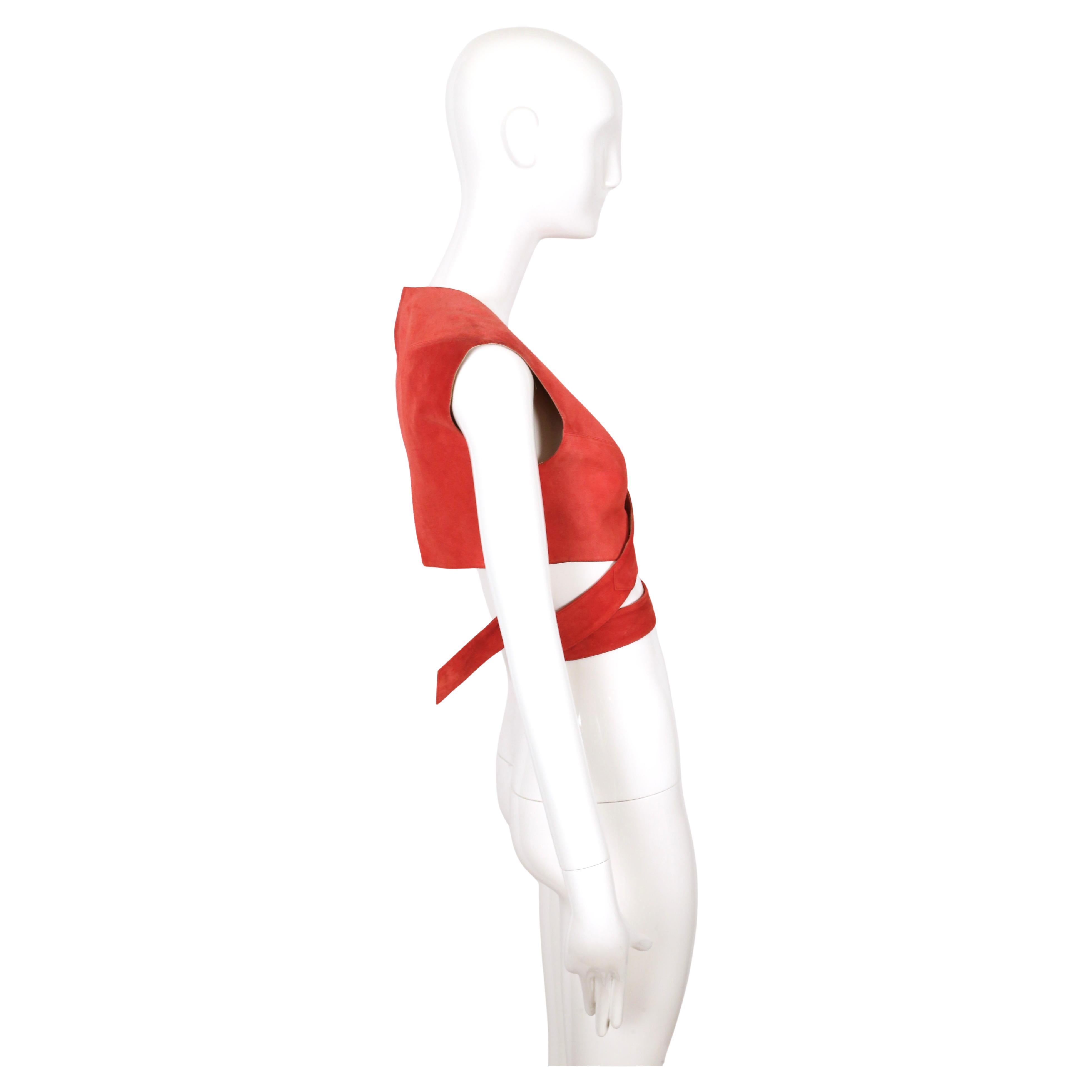 1983 AZZEDINE ALAIA suede wrap RUNWAY top For Sale 1