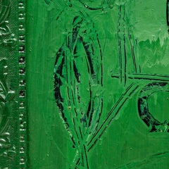 1984 Barry Brigewood (American) Green Enamel on Wood, in Artist Modified Frame