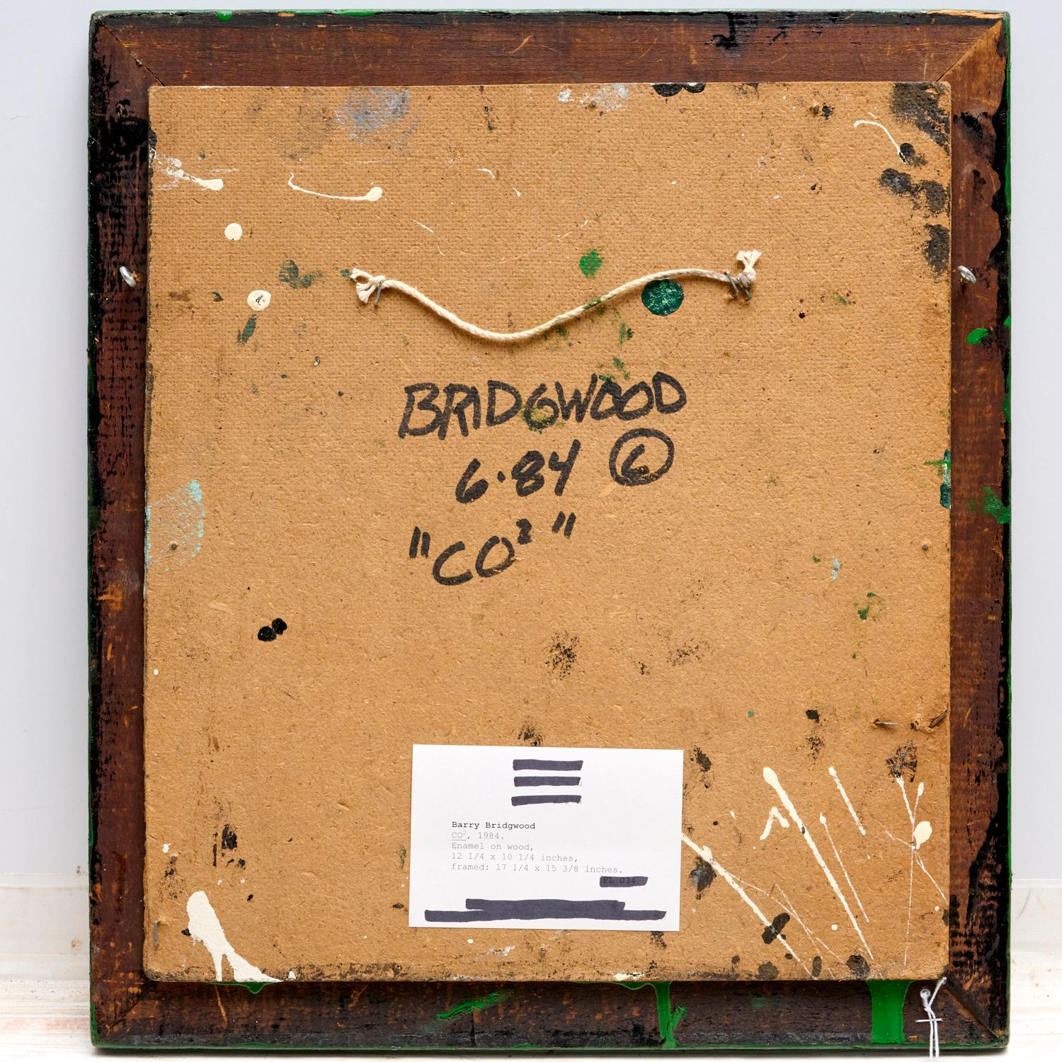 1984 Barry Brigewood (American) Green Enamel on Wood, in Artist Modified Frame For Sale 1