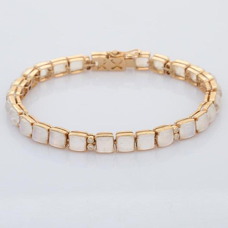 Donna Bracciale tennis con pietra di luna da 19,84 carati per matrimonio in oro giallo 18 carati in vendita