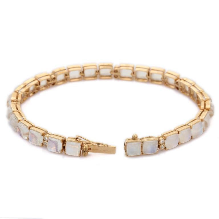 Bracciale tennis con pietra di luna da 19,84 carati per matrimonio in oro giallo 18 carati in vendita 2