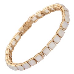 Bracelet tennis pour mariage en or jaune 18 carats avec diamants et pierre de lune de 19,84 carats