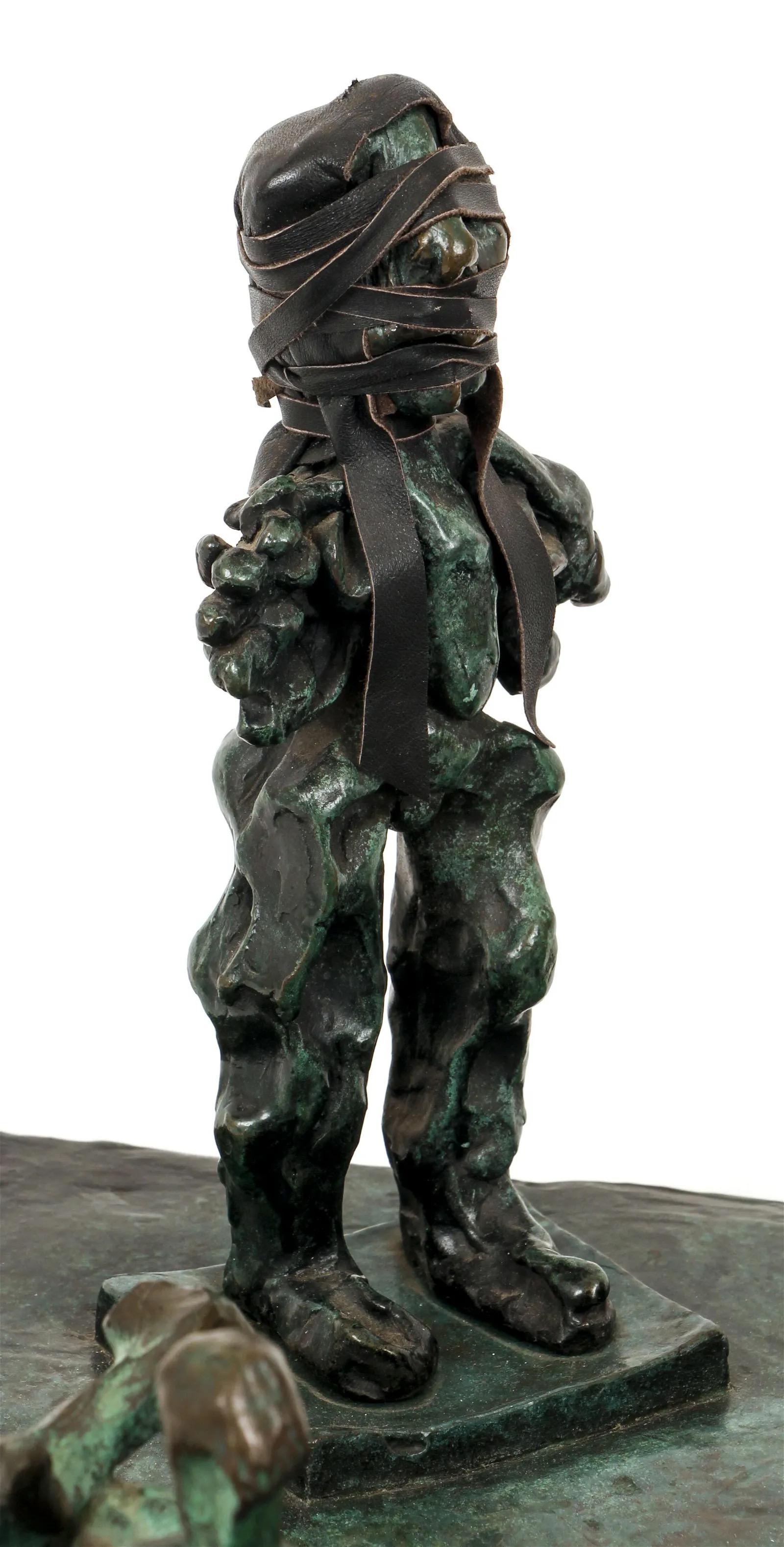 1984, Cast and Welded Bronze and Leather Sculpture by Artist Bob La Bobgah For Sale 2