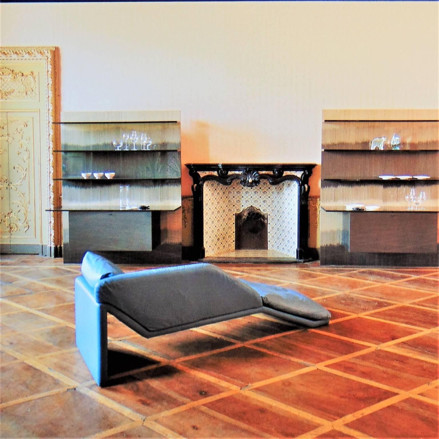 1984 Chaise Longue Turquoise Leather Miami Style Luigi Sormani Casabella Design 6