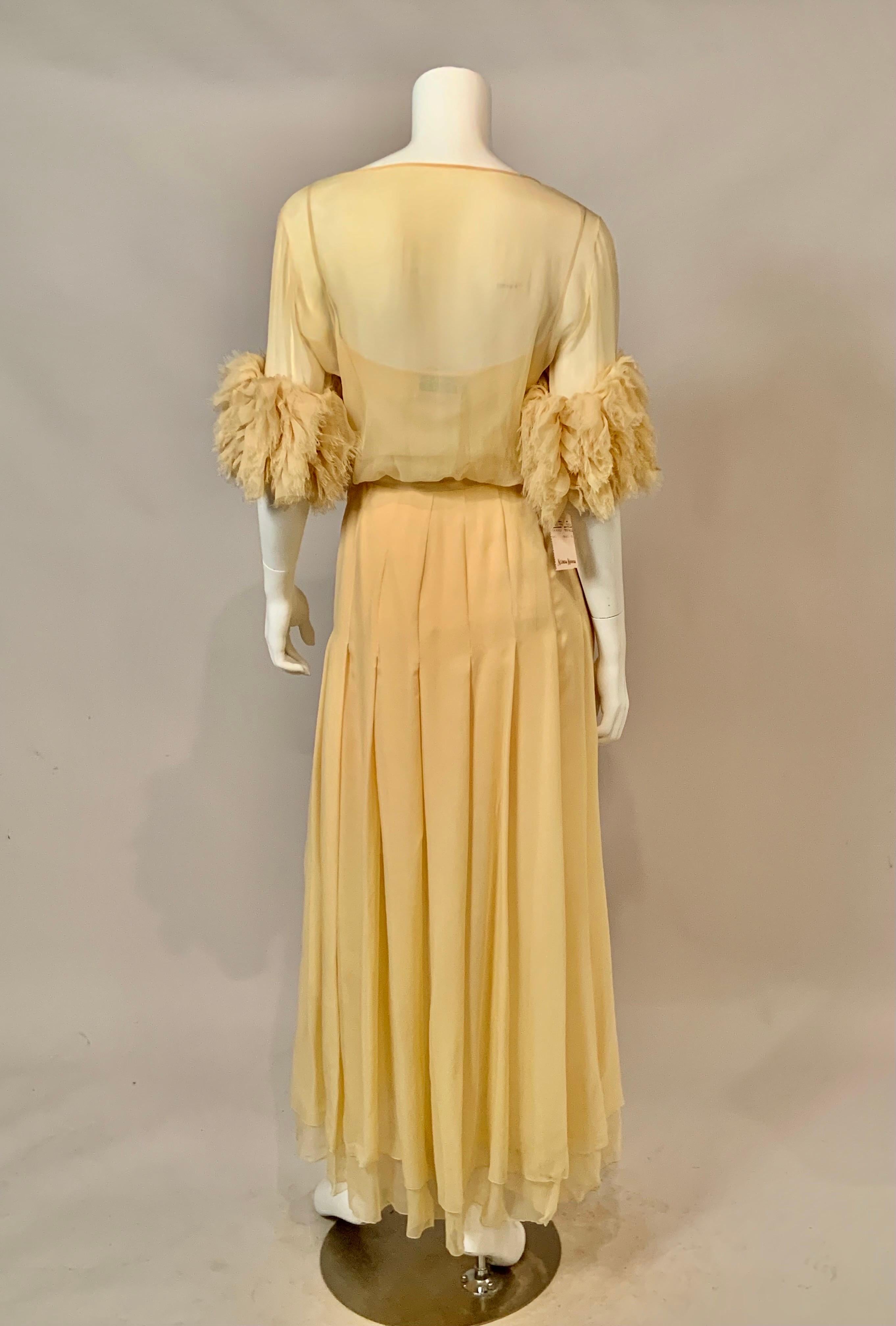 1984 Chanel by Karl Lagerfeld Butter Yellow Silk Chiffon Evening Gown Never Worn 6