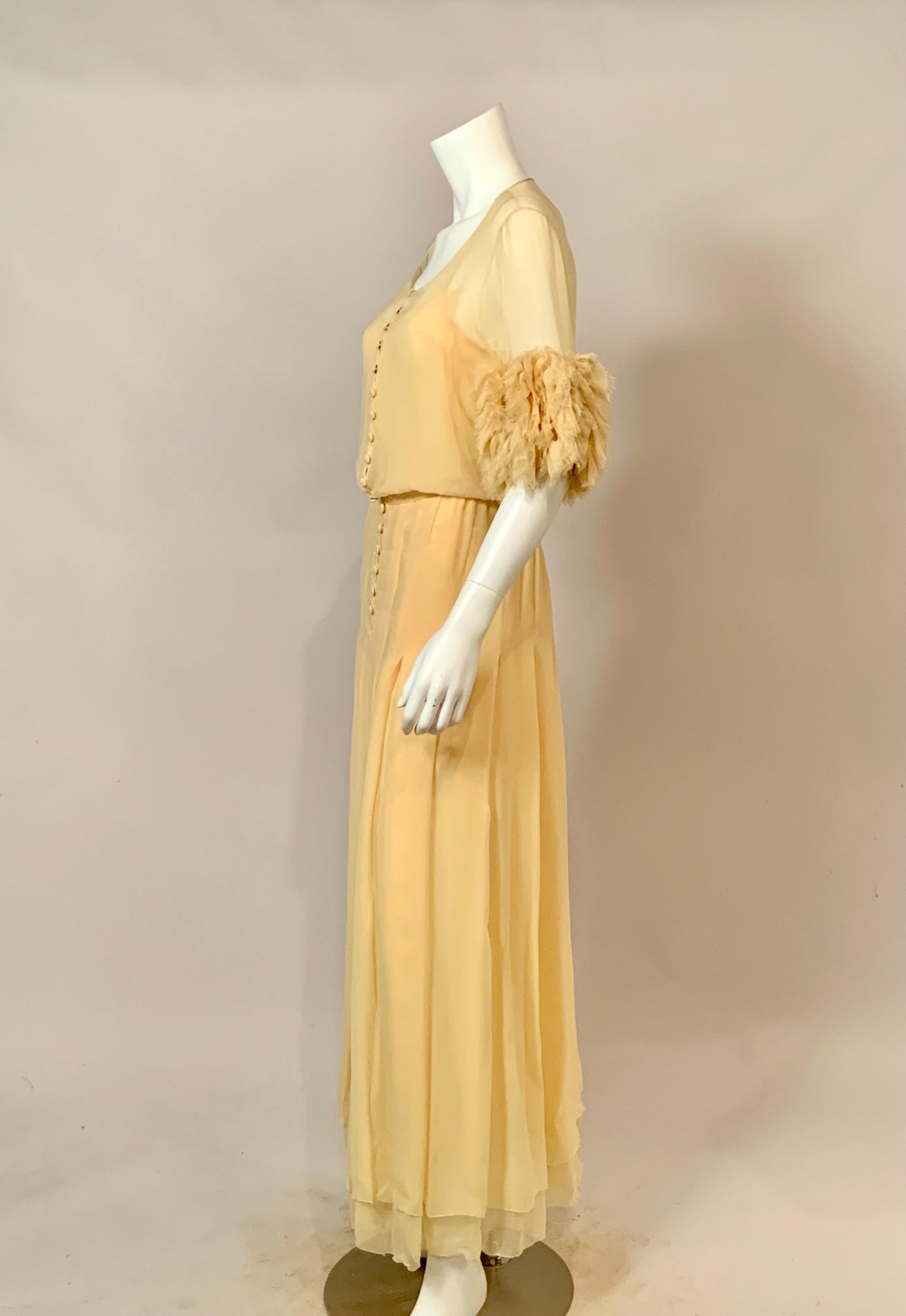 1984 Chanel by Karl Lagerfeld Butter Yellow Silk Chiffon Evening Gown Never Worn 9
