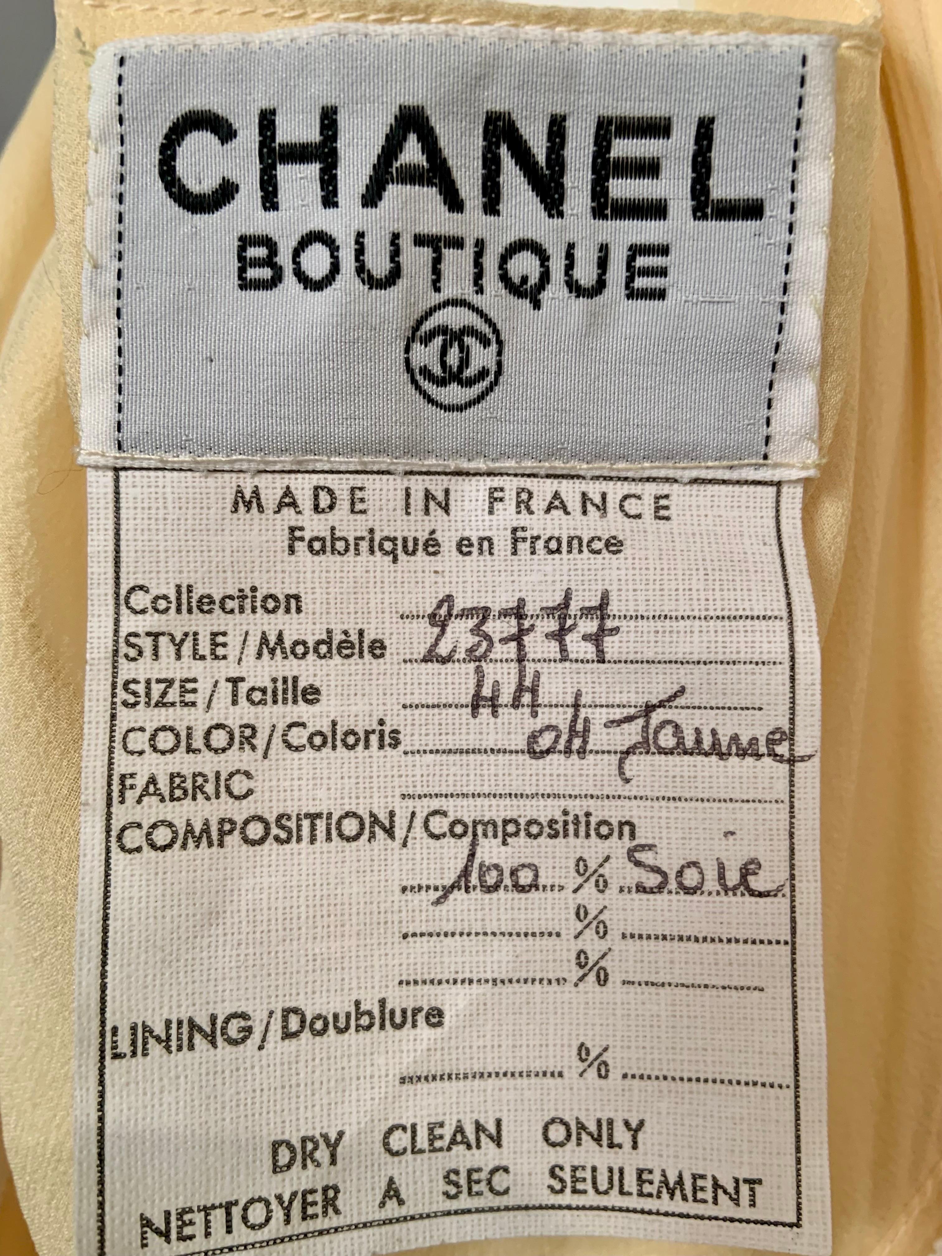 1984 Chanel by Karl Lagerfeld Butter Yellow Silk Chiffon Evening Gown Never Worn 12