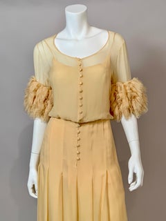 1984 Chanel by Karl Lagerfeld Butter Yellow Silk Chiffon Evening Gown Never Worn