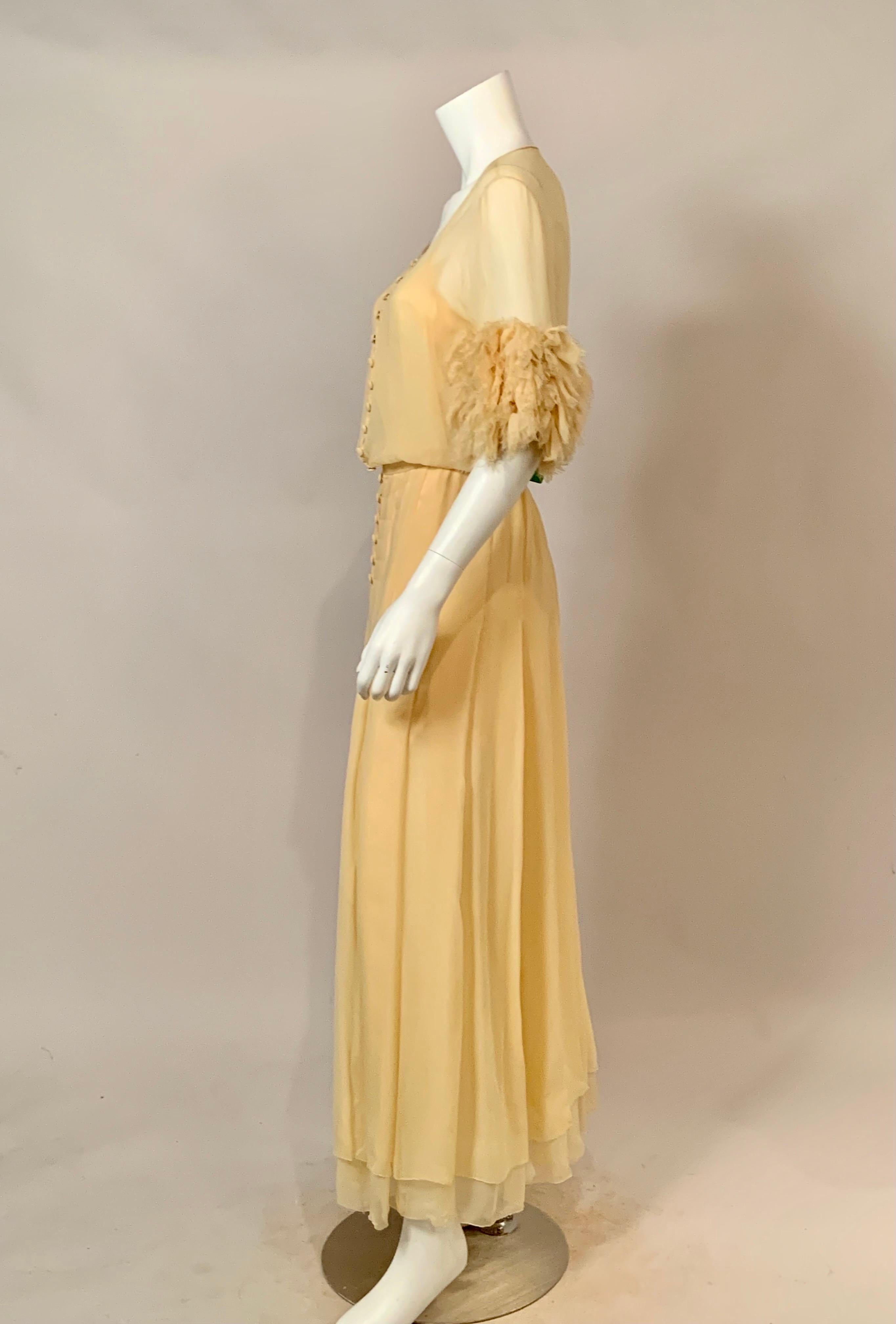 1984 Chanel by Karl Lagerfeld Butter Yellow Silk Chiffon Evening Gown Never Worn 4
