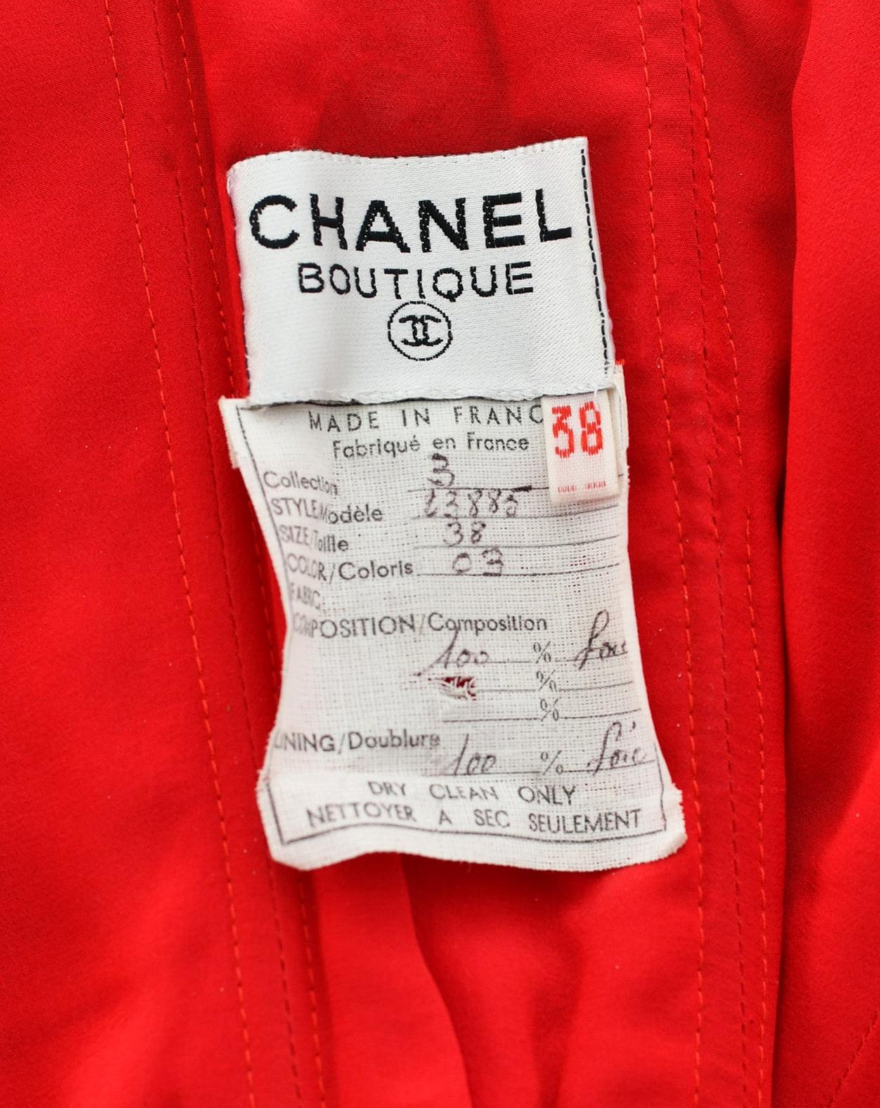 1984 Chanel by Karl Lagerfeld Red Silk Chiffon Gown and Stole 2