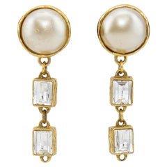 1984 Chanel Collection 23 Perlen- und Strass-Tropfen-Ohrringe