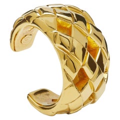 Vintage 1984 Chanel Gold Matelassé Cuff Bracelet