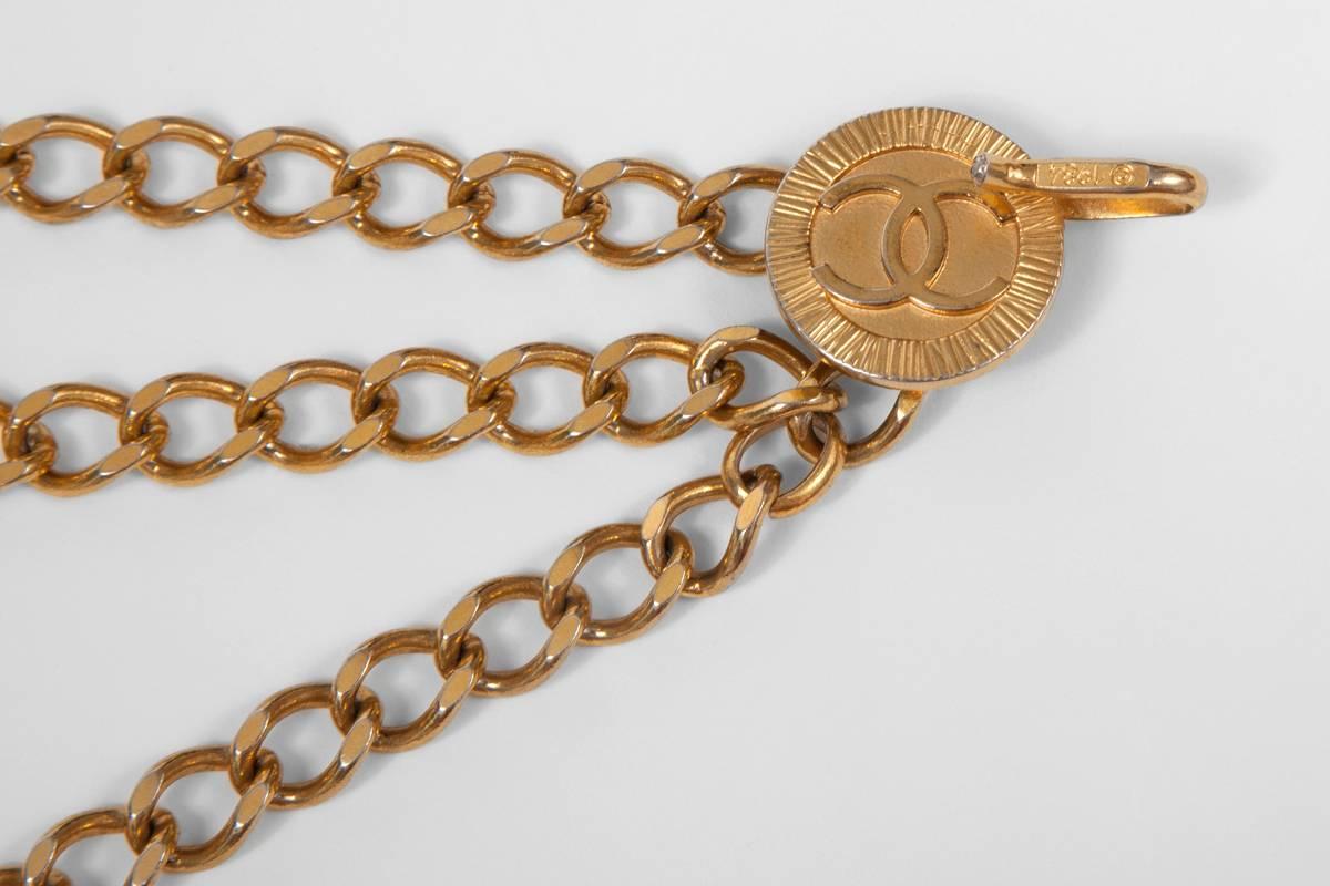 1984 Chanel Goldtone Triple Chain Belt  1