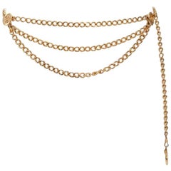 1984 Chanel Goldtone Triple Chain Belt