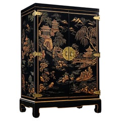 Vintage 1984 Chinoiserie Drexel ET Cetera Line Petite Entertainment or Storage Cabinet