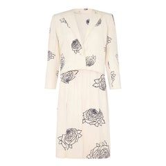 1984 Christian Dior Haute Couture Kleid mit Rosendruck Anzug