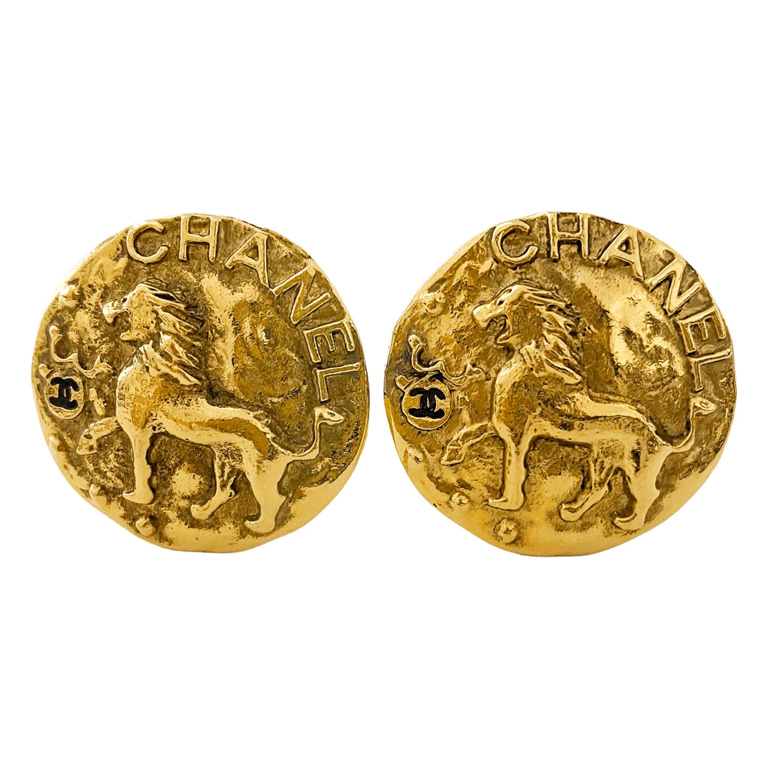1984/Collection 23 Chanel Gold Lion Earrings