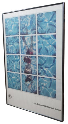 1984 David Hockney Signed Los Angeles Olympic Game Poster Swimming Pool Polaroid