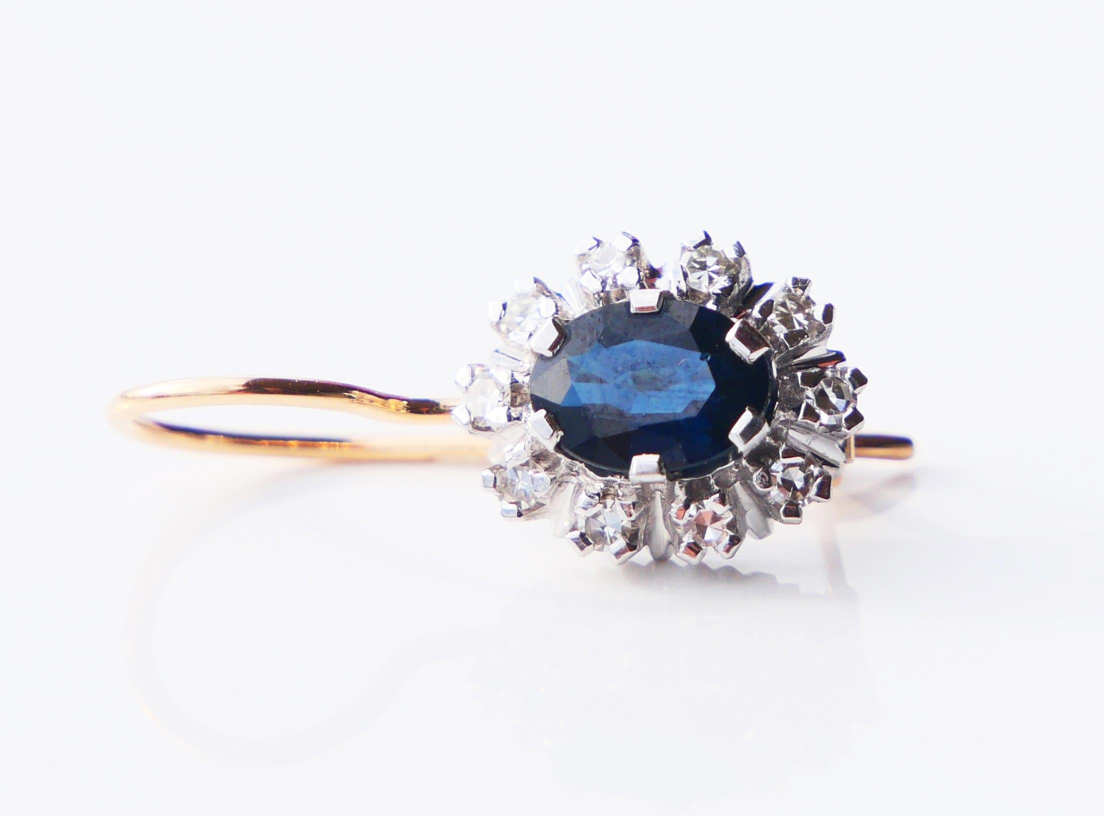 1984 Finish Ohrringe natürlich 2.5 ctw Saphir Diamanten massiv 14 Gold /3.72gr Damen