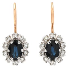 1984 Finish Ohrringe natürlich 2.5 ctw Saphir Diamanten massiv 14 Gold /3.72gr
