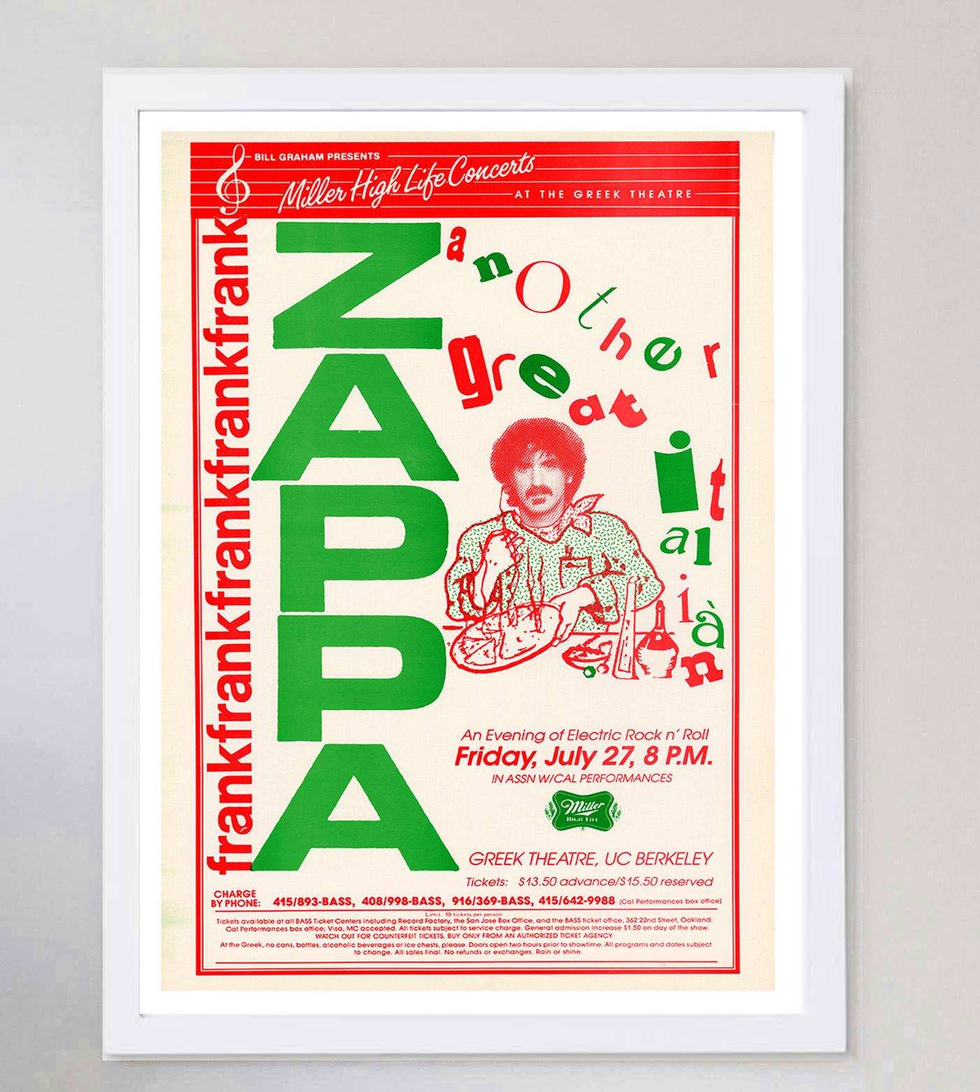 1984 Frank Zappa - Teatro Greco - Poster originale d'epoca In condizioni buone in vendita a Winchester, GB