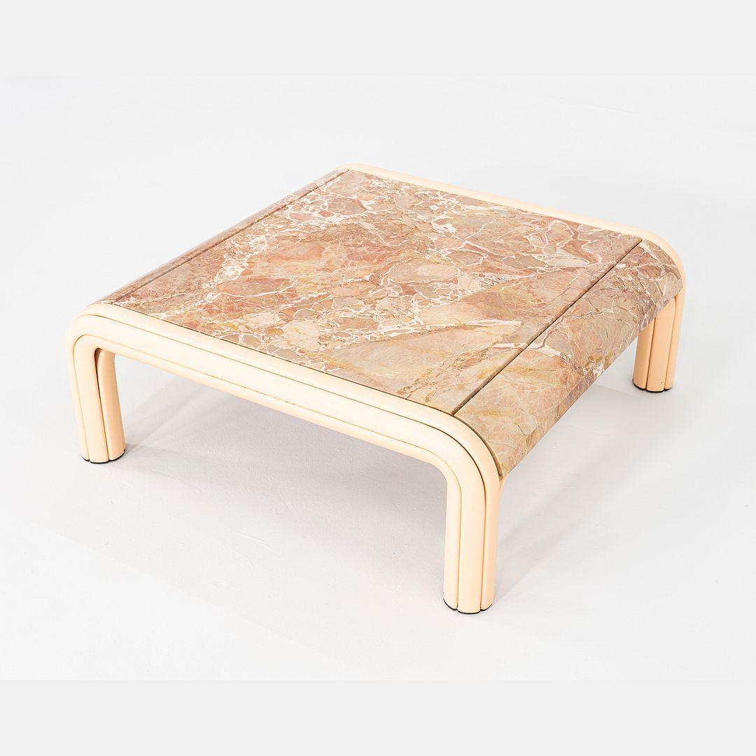 Modern 1984 Gae Aulenti International Orsay Coffee Table with Curved Marble Top For Sale