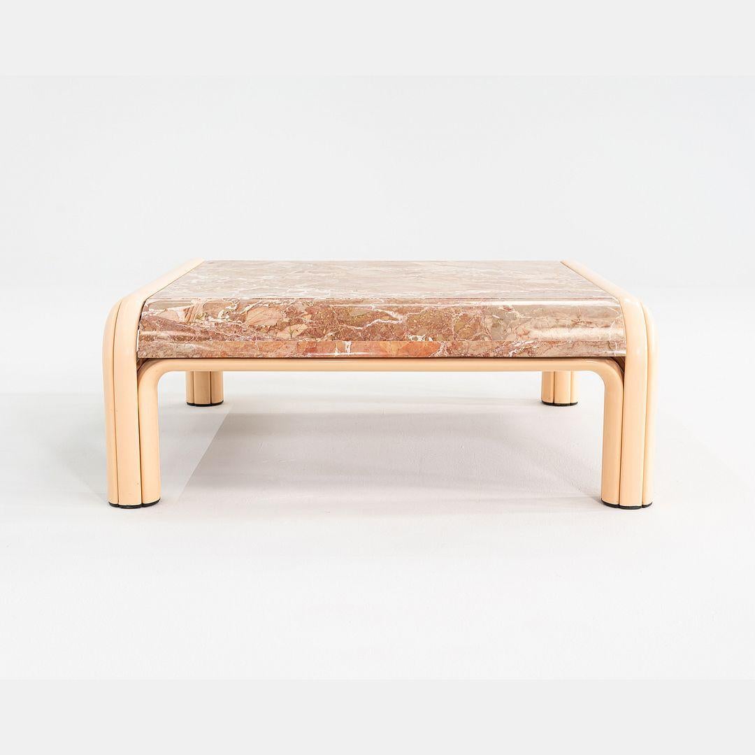 Aluminum 1984 Gae Aulenti International Orsay Coffee Table with Curved Marble Top For Sale