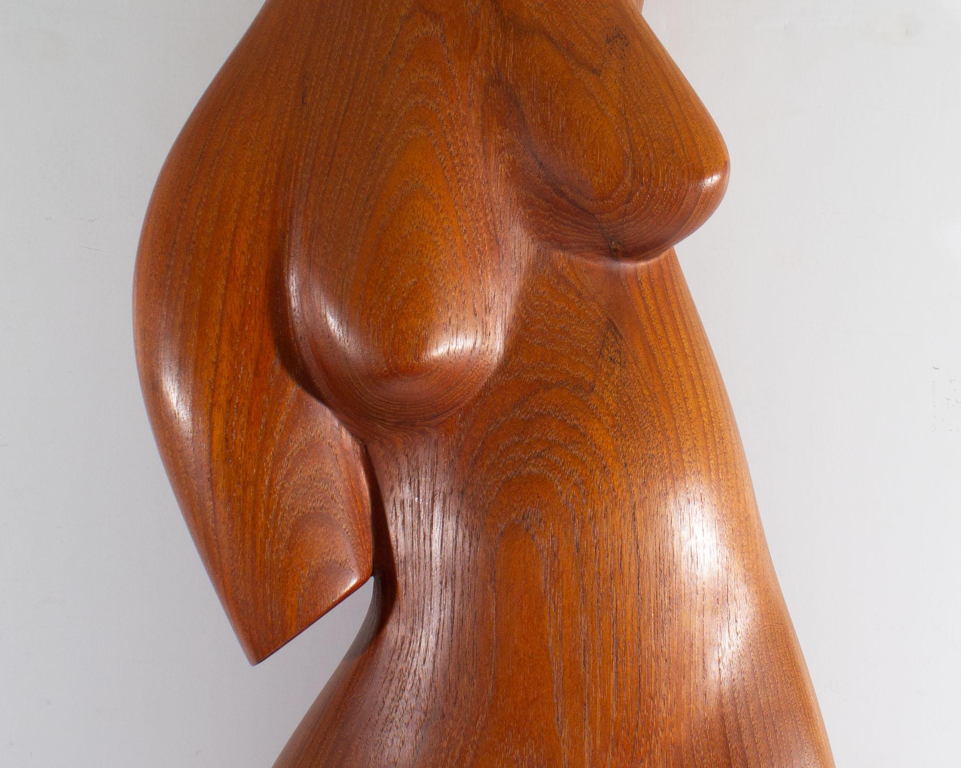 Hand-Carved 1984 Gert Olsen Signed Abstract Nude Wood Sculpture