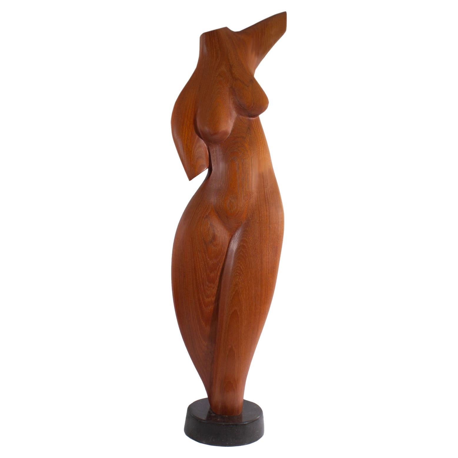 1984 Gert Olsen Signed Abstract Nude Wood Sculpture