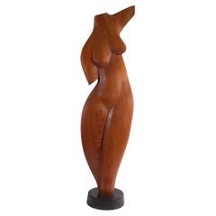 1984 Gert Olsen Signed Abstract Nude Wood Sculpture