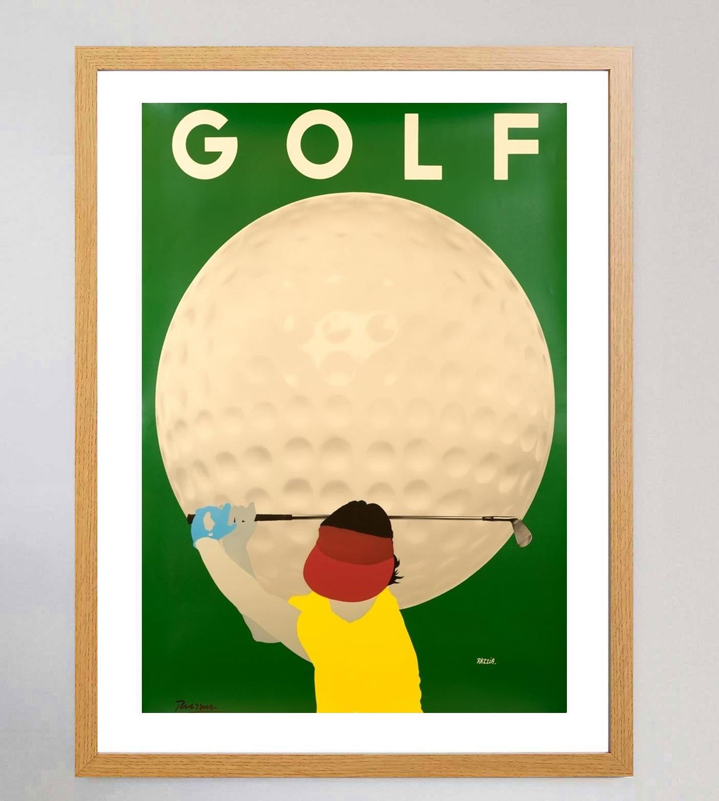 Affiche vintage originale de golf de Razzia, 1984 Bon état - En vente à Winchester, GB